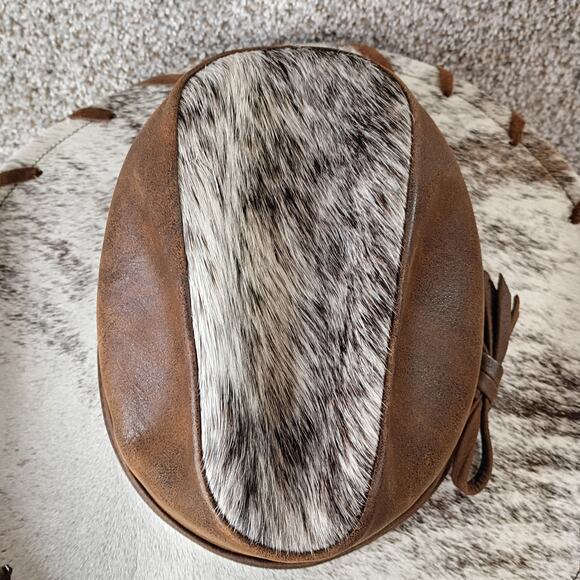 Cuatrero Genuine Cowhide Leather Western Cowgirl Hat Brown White M main image 6